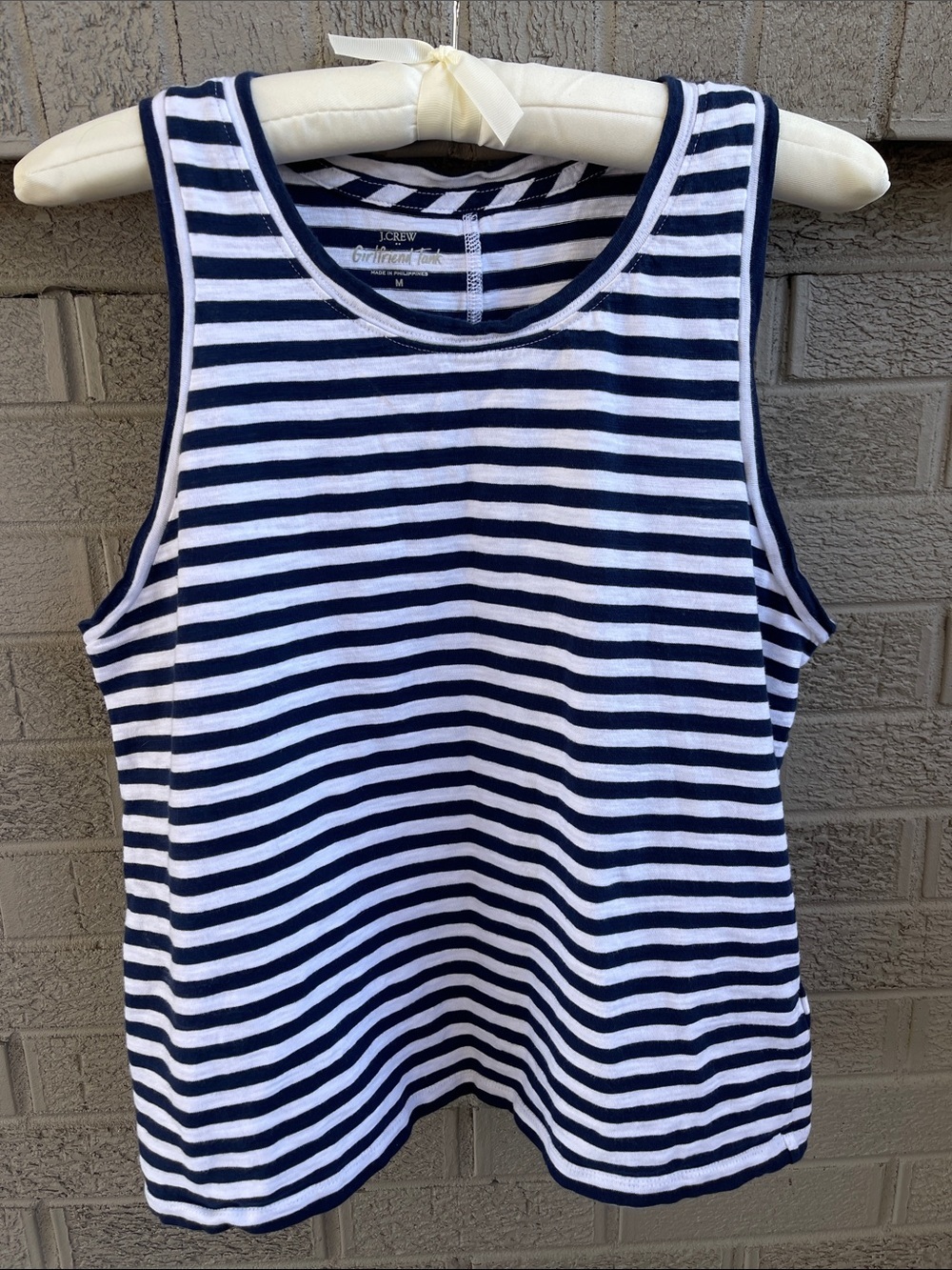 J Crew Factory Cotton Navy/White Striped Tank- M